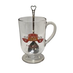 🌺 Friends Central Perk Glass Mug with Heart Spoon
